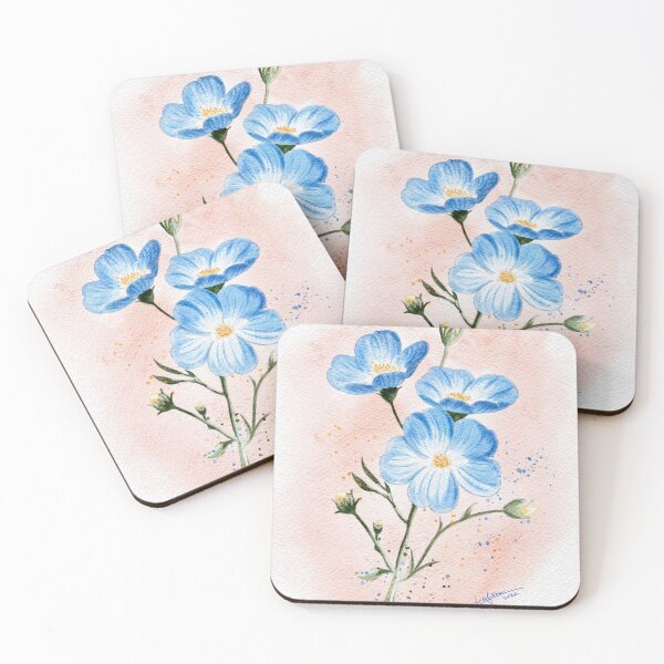 Item preview, Watercolor Blue Flax Flowers Botanical Illustration designed and sold by LafinaArt.