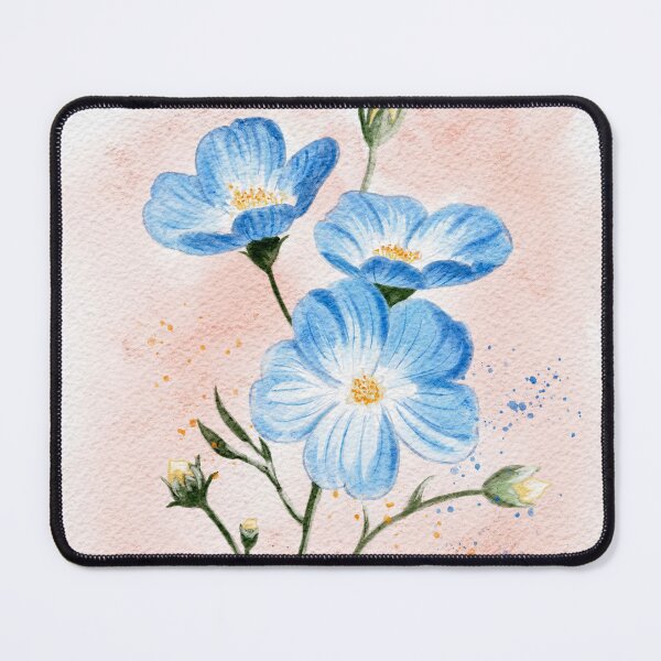 Item preview, Watercolor Blue Flax Flowers Botanical Illustration designed and sold by LafinaArt.
