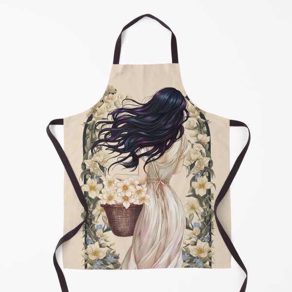 Item preview, Wildflower Wanderer — Cottagecore Girl with Flower Basket, Vintage Botanical Illustration designed and sold by INKandSOULbyLUNA.