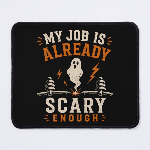 Item preview, My Job Is Already Scary Enough Funny Lineman Halloween Vintage Utility Worker Gift designed and sold by RusticMeadow.