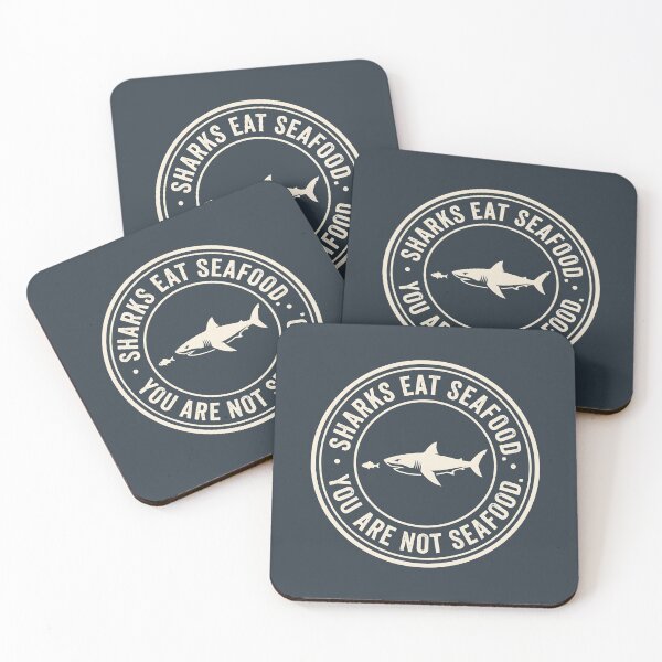 Item preview, Sharks Eat Seafood Anti Seafood Badge designed and sold by SplashTastic.