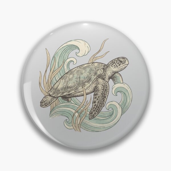 Item preview, Sea Turtle with Ocean Waves — Coastal Nautical Illustration designed and sold by Ortsas.