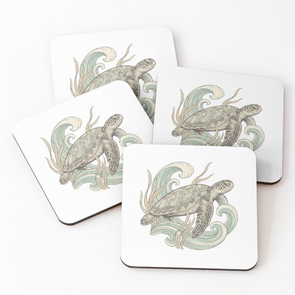Item preview, Sea Turtle with Ocean Waves — Coastal Nautical Illustration designed and sold by Ortsas.