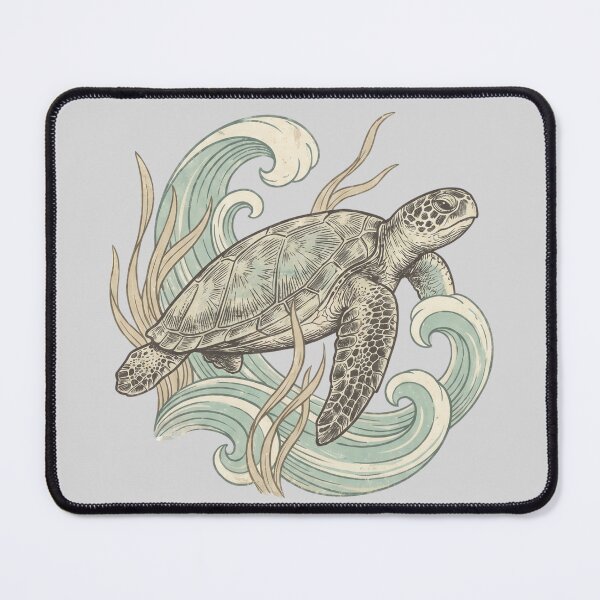 Item preview, Sea Turtle with Ocean Waves — Coastal Nautical Illustration designed and sold by Ortsas.