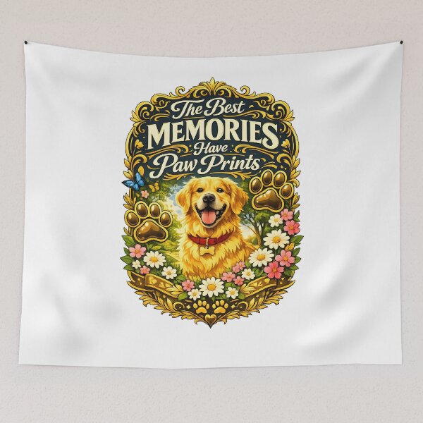 Item preview, Golden Retriever The Best Memories Have Paw Prints Vintage Dog Lover Design designed and sold by Sahil Randhawa.
