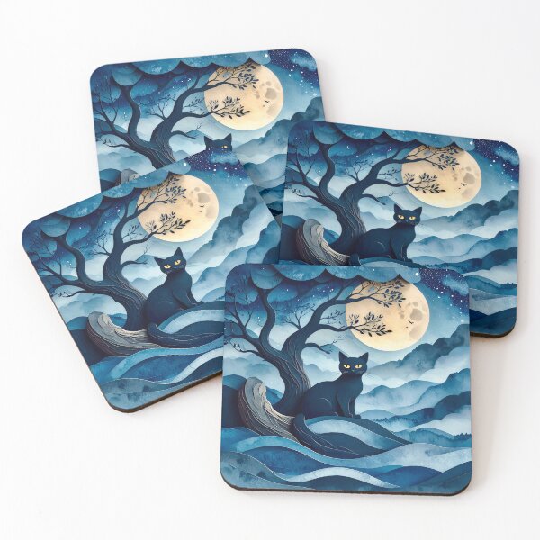 Item preview, Klimt Cat in Starry Night Landscape  designed and sold by Vicky Brago-Mitchell®.
