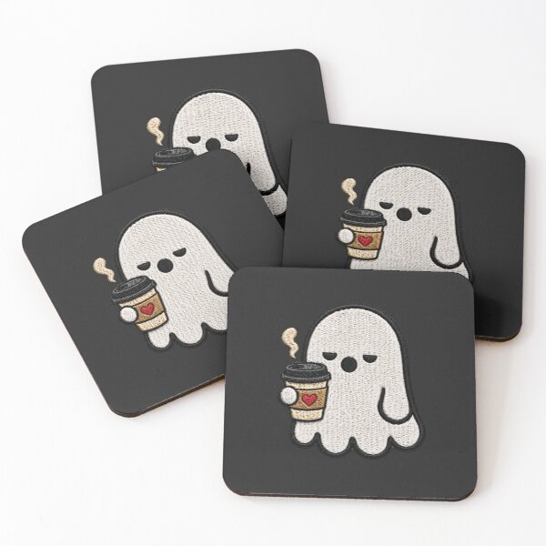 Item preview, Cute Ghost Coffee Kawaii Embroidery Patch Design Morning Boo designed and sold by ColorSplash123.