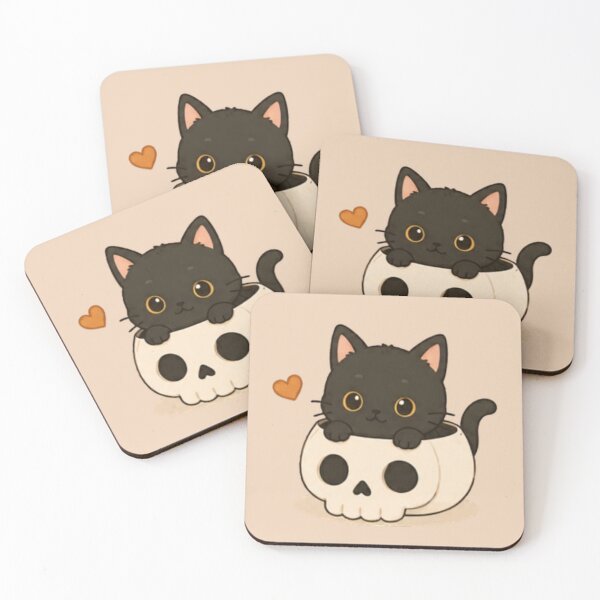 Item preview, Black Cat in Skull designed and sold by MellowMunchkins.