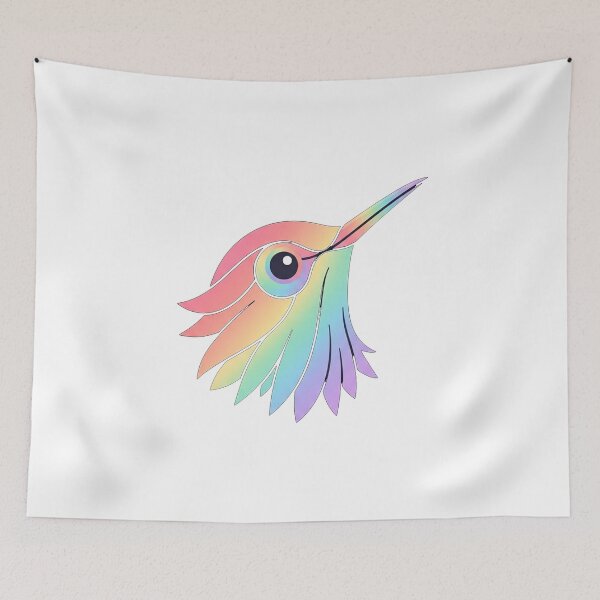 Item preview, Rainbow Hummingbird Minimalist Portrait designed and sold by Owcomm.