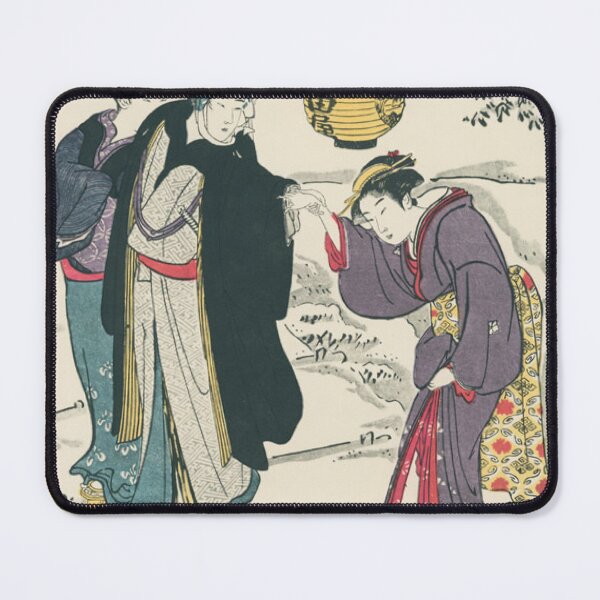 Item preview, Kiyonaga Torii Romantic Snow Night Walk Vintage Japanese Woodblock Print designed and sold by vekotpu.