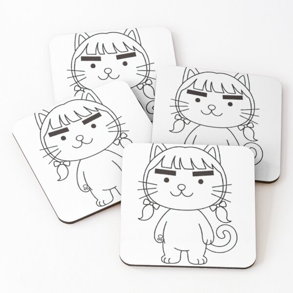 Item preview, Funny Cat Girl with Bold Eyebrows designed and sold by Komatoya.
