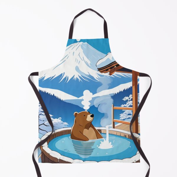 Item preview, Art - Bear relaxing in a Japanese onsen, Winter Scene designed and sold by World-Pets.