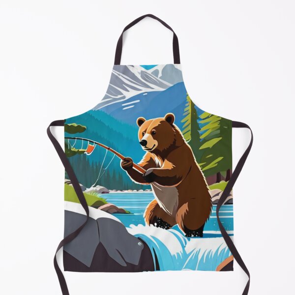 Item preview, Art - Brown Bear Fishing, Peaceful Alpine Landscape designed and sold by World-Pets.