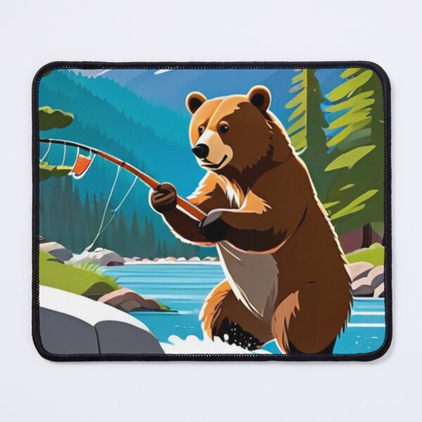 Item preview, Art - Brown Bear Fishing, Peaceful Alpine Landscape designed and sold by World-Pets.