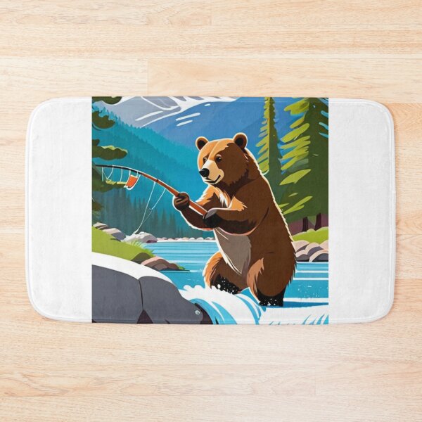 Item preview, Art - Brown Bear Fishing, Peaceful Alpine Landscape designed and sold by World-Pets.