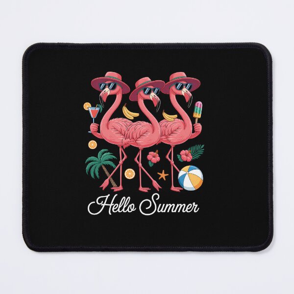 Item preview, Hello Summer Pink Flamingo Summer Vibes Beach Palm Tree designed and sold by SapfireStuArt.
