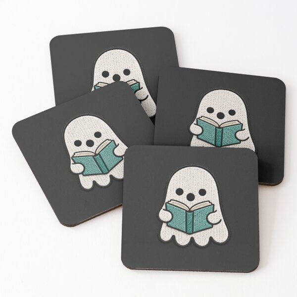 Item preview, Cute Ghost Reading Book Kawaii Embroidery Patch Design designed and sold by ColorSplash123.