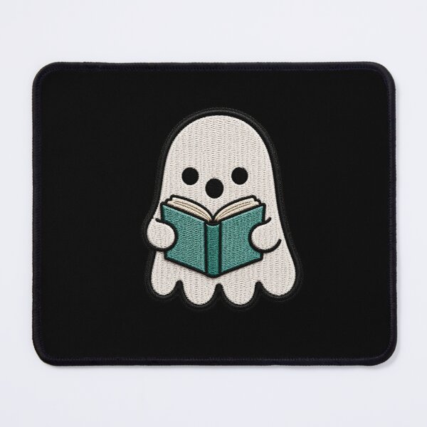 Item preview, Cute Ghost Reading Book Kawaii Embroidery Patch Design designed and sold by ColorSplash123.