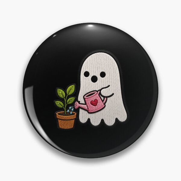 Item preview, Cute Ghost Plant Lover Kawaii Embroidery Patch Design designed and sold by ColorSplash123.
