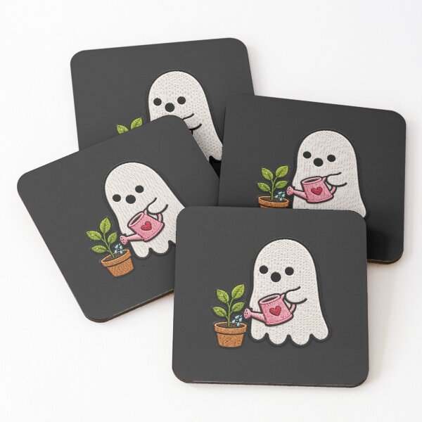 Item preview, Cute Ghost Plant Lover Kawaii Embroidery Patch Design designed and sold by ColorSplash123.