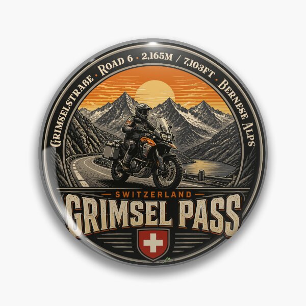 Item preview, Grimsel Pass Switzerland Grimselpass Motorcycle Cycle Sticker TShirt 10 designed and sold by OuterShellUK.