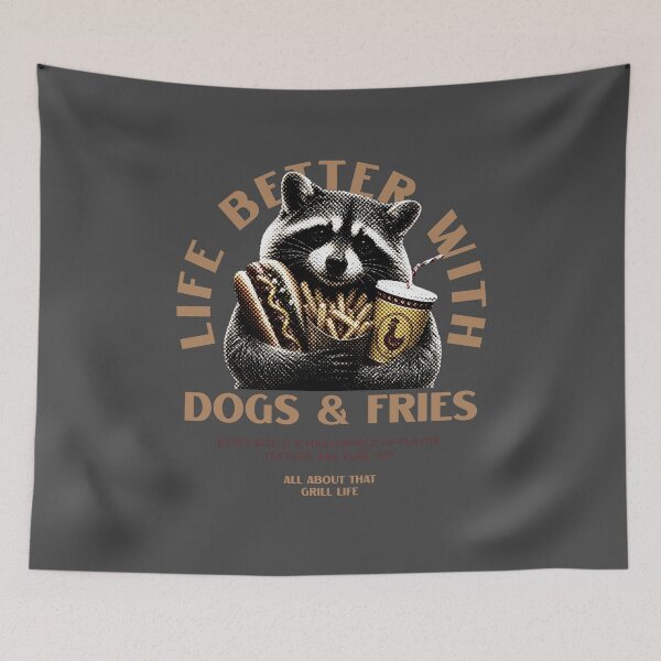 Item preview, Life Better With Dogs & Fries : Raccoon Fast Food Graphic designed and sold by Bluebird Crafted Tee.