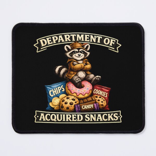 Item preview, Department of Acquired Snacks Funny Raccoon Snack Lover Vintage Graphic T-Shirt designed and sold by clockedoutwearshop.