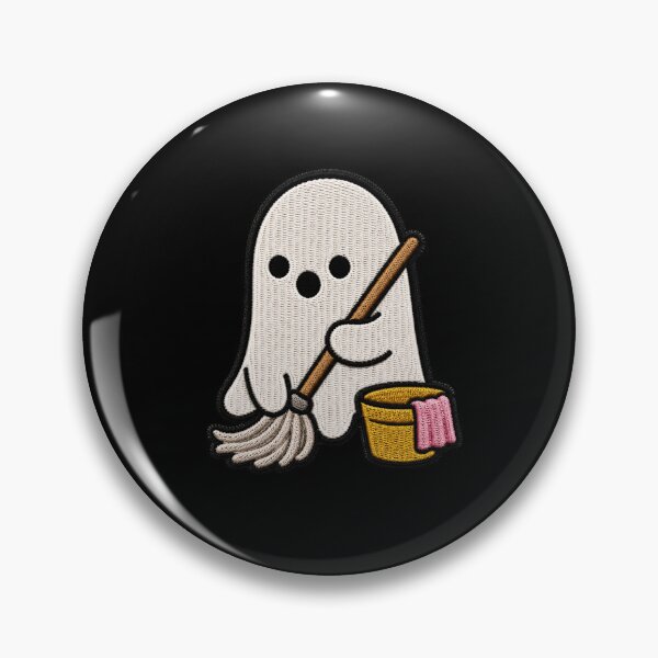 Item preview, Cute Ghost Cleaning Kawaii Embroidery Patch Design designed and sold by ColorSplash123.