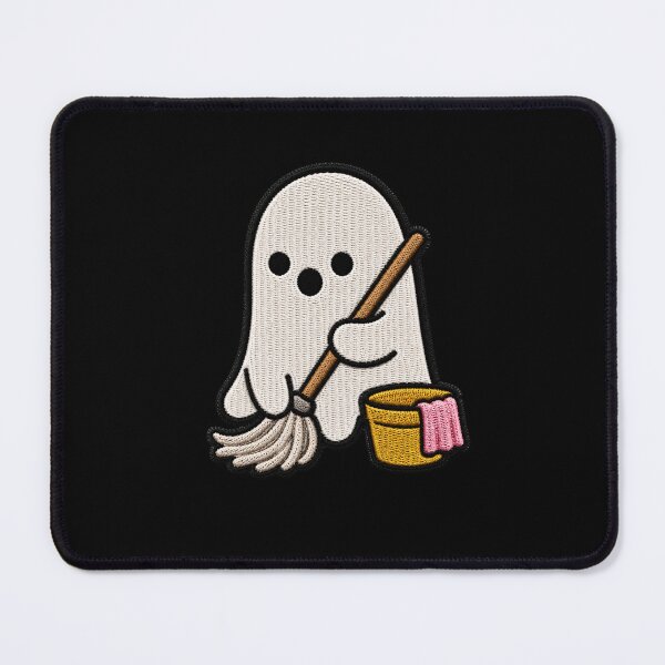 Item preview, Cute Ghost Cleaning Kawaii Embroidery Patch Design designed and sold by ColorSplash123.