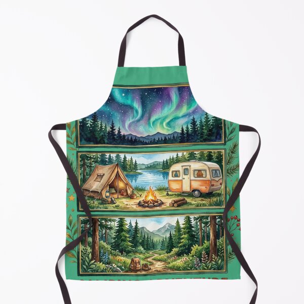 Item preview, Camping Adventure Explore Wilderness Watercolor Triptych Retro Camper designed and sold by PACS0011.