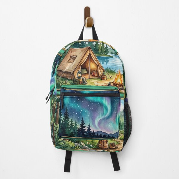 Item preview, Camping Adventure Explore Wilderness Watercolor Triptych Retro Camper designed and sold by PACS0011.