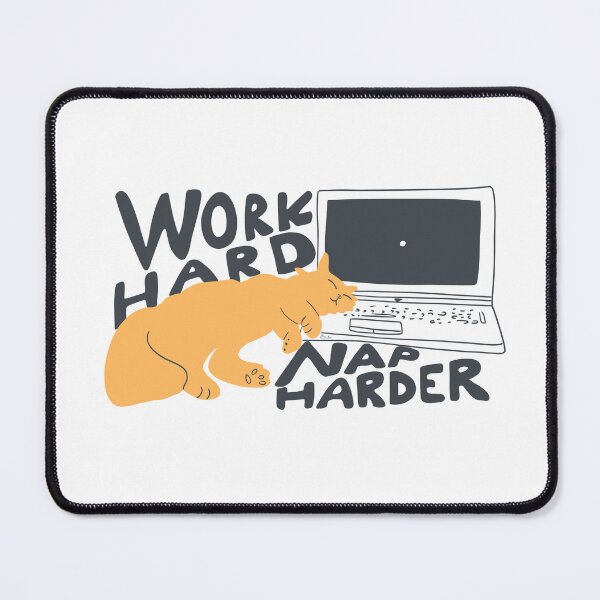 Item preview, Funny Ginger Cat Design: Adorable, Happy, Sleeping Cat Next to Laptop | 'Work Hard, Nap Harder' Quote | Perfect for Cat Lovers, Tech Enthusiasts designed and sold by MaddaMom.