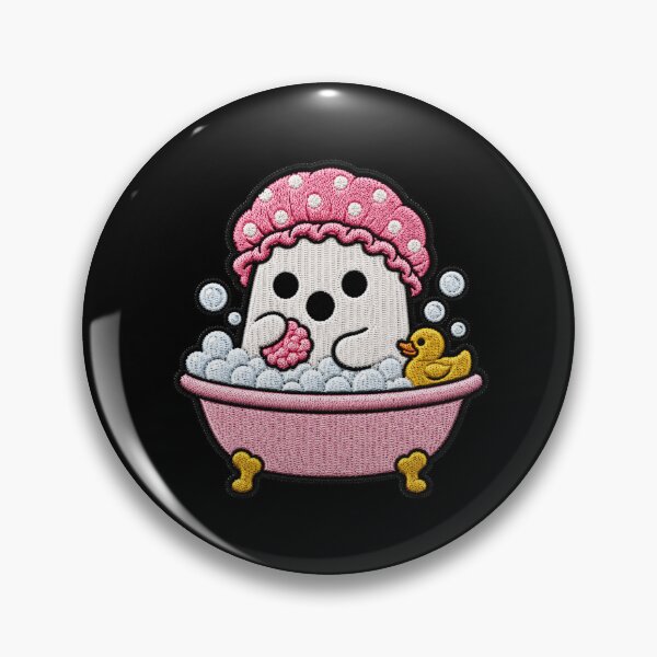 Item preview, Cute Ghost Bath Time Kawaii Embroidery Patch Design designed and sold by ColorSplash123.