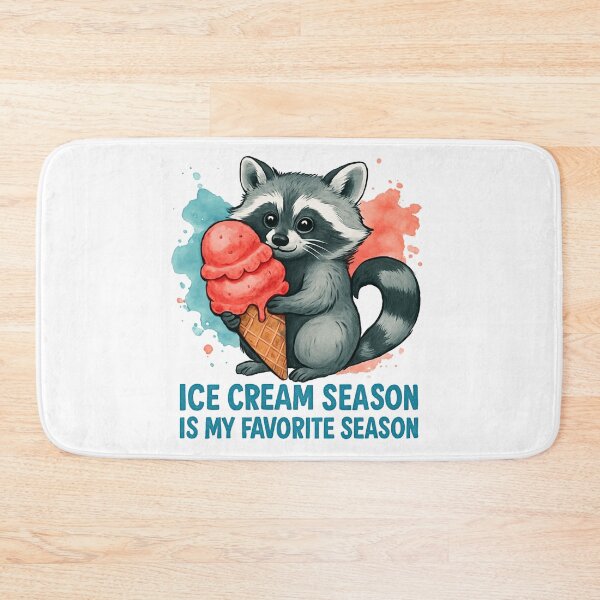 Item preview, CUTE KAWAII RACCOON WITH THE FUNNY QUOTE  "ICE CREAM SEASON IS MY FAVORITE SEASON" designed and sold by MKTreasures.