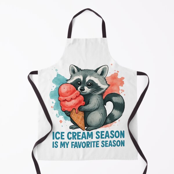 Item preview, CUTE KAWAII RACCOON WITH THE FUNNY QUOTE  "ICE CREAM SEASON IS MY FAVORITE SEASON" designed and sold by MKTreasures.