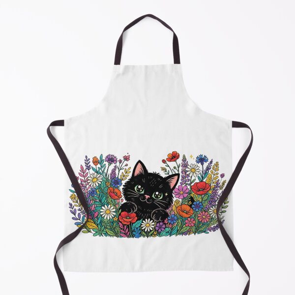 Item preview, Funny Cute Black Cat in Flowers Vintage designed and sold by CF_VintageDesign.