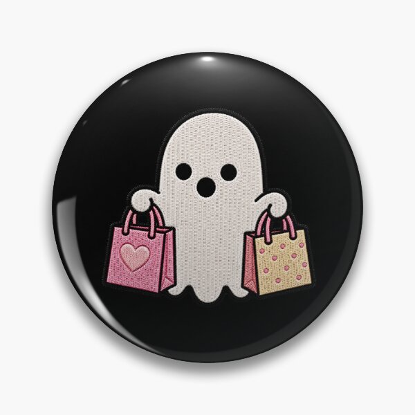 Item preview, Cute Ghost Shopping Kawaii Embroidery Patch Design designed and sold by ColorSplash123.