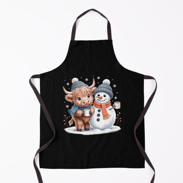Item preview, Highland Cow Hugging Snowman Drink Coffee Winter Christmas designed and sold by SapfireStuArt.
