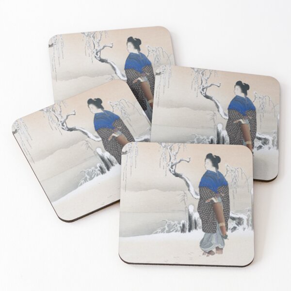 Item preview, Shoen Uemura Elegant Beauty in Snow Vintage Japanese Painting Art designed and sold by vekotpu.