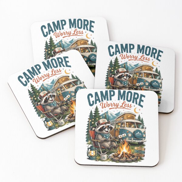Item preview, Camp More Worry Less Raccoon Camper designed and sold by Sovereign Supply Co..
