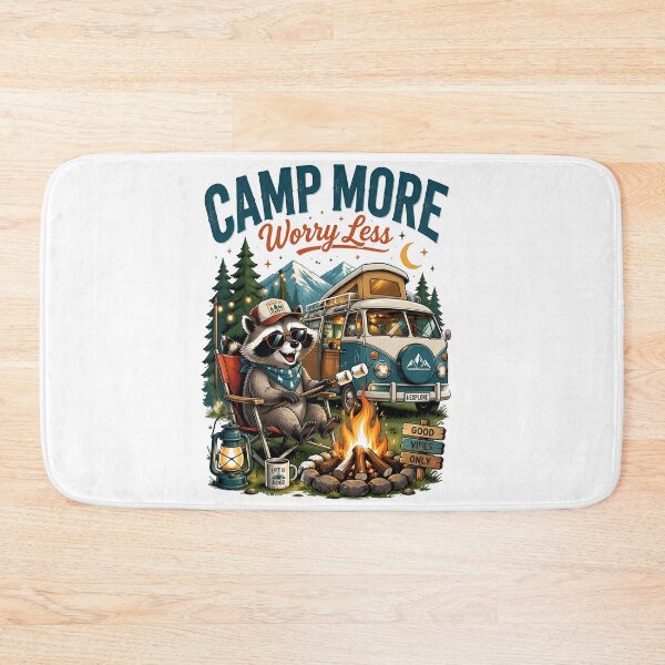 Item preview, Camp More Worry Less Raccoon Camper designed and sold by Sovereign Supply Co..