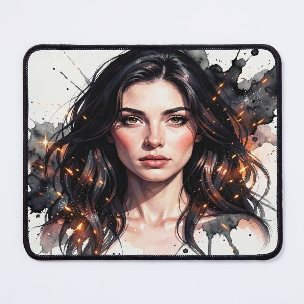 Item preview, Watercolor Portrait – Ink Splash & Ember Glow, Monet Inspired designed and sold by FotoworldEdel.