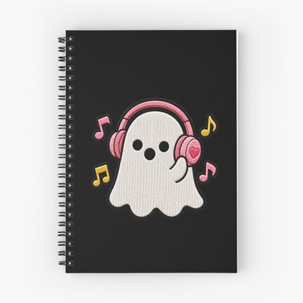 Item preview, Cute Ghost Listening to Music Kawaii Embroidery Patch Design designed and sold by ColorSplash123.