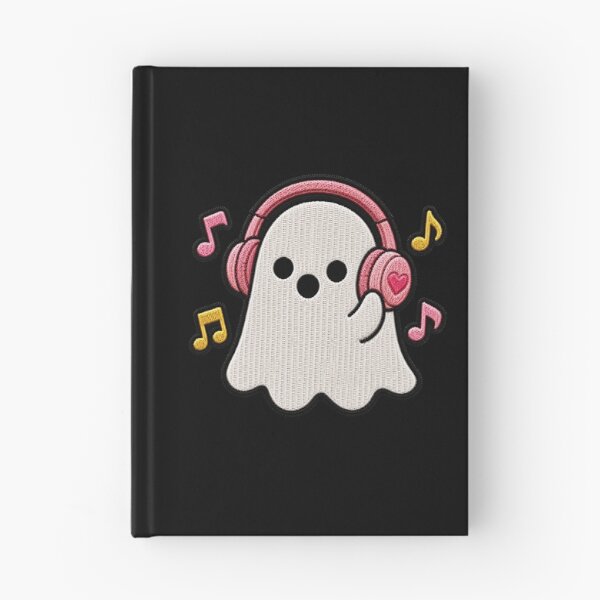 Item preview, Cute Ghost Listening to Music Kawaii Embroidery Patch Design designed and sold by ColorSplash123.