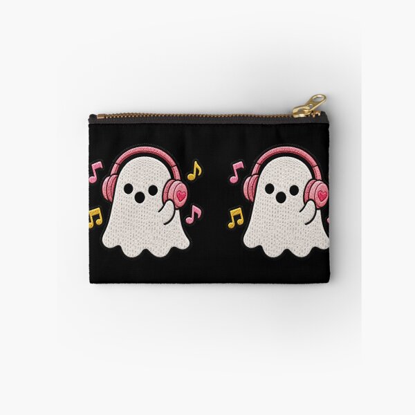 Item preview, Cute Ghost Listening to Music Kawaii Embroidery Patch Design designed and sold by ColorSplash123.