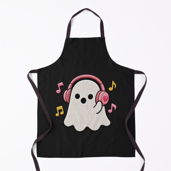 Item preview, Cute Ghost Listening to Music Kawaii Embroidery Patch Design designed and sold by ColorSplash123.