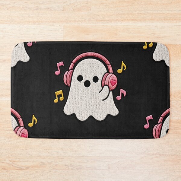 Item preview, Cute Ghost Listening to Music Kawaii Embroidery Patch Design designed and sold by ColorSplash123.