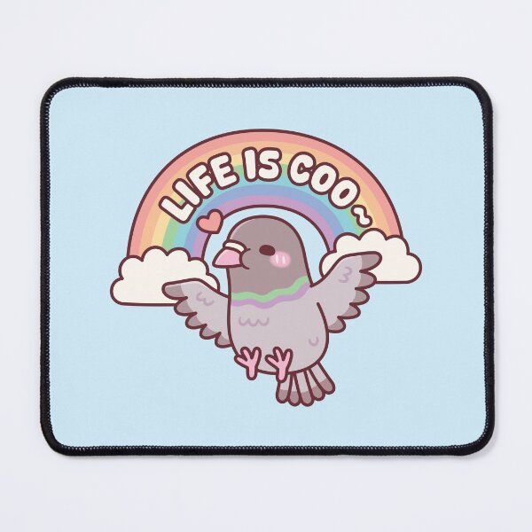 Item preview, Cute Pigeon Flying Among Rainbow Life Is Coo Pun Quote designed and sold by rustydoodle.