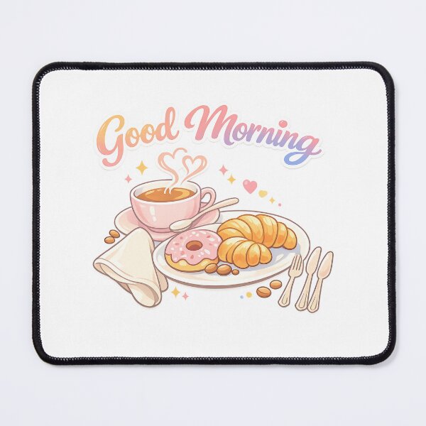 Item preview, Good Morning Breakfast Art – Pink Coffee Cup, Donut & Croissant Illustration designed and sold by EdgeSphere.