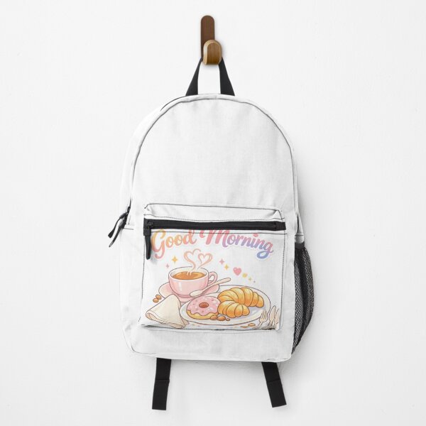 Item preview, Good Morning Breakfast Art – Pink Coffee Cup, Donut & Croissant Illustration designed and sold by EdgeSphere.